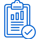 Chart clipboard with a checkmark icon.
